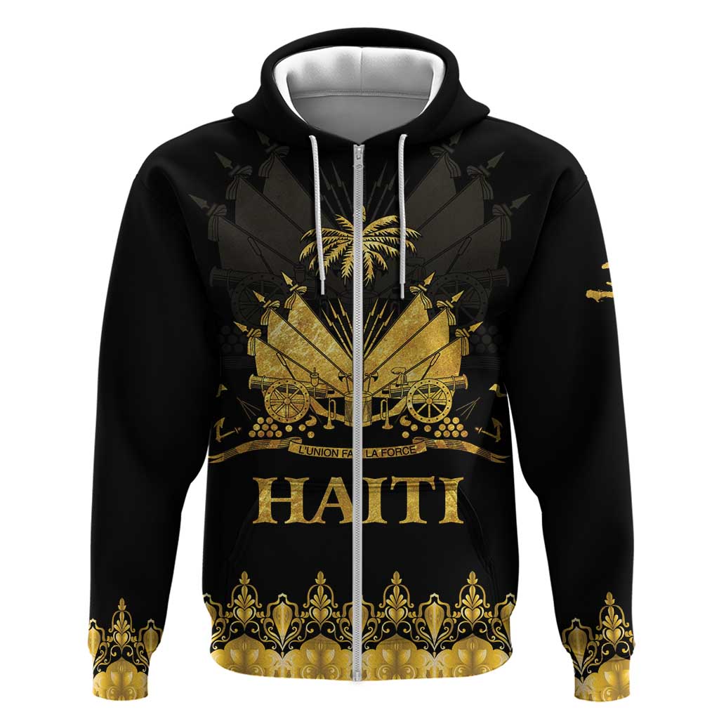 Haiti Neg Marron Gold Zip Hoodie Lespwa pa anyen san aksyon