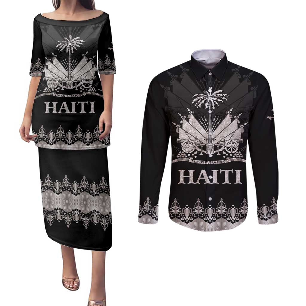 Haiti Neg Marron Silver Couples Matching Puletasi and Long Sleeve Button Shirt Hope is Nothing Without Action