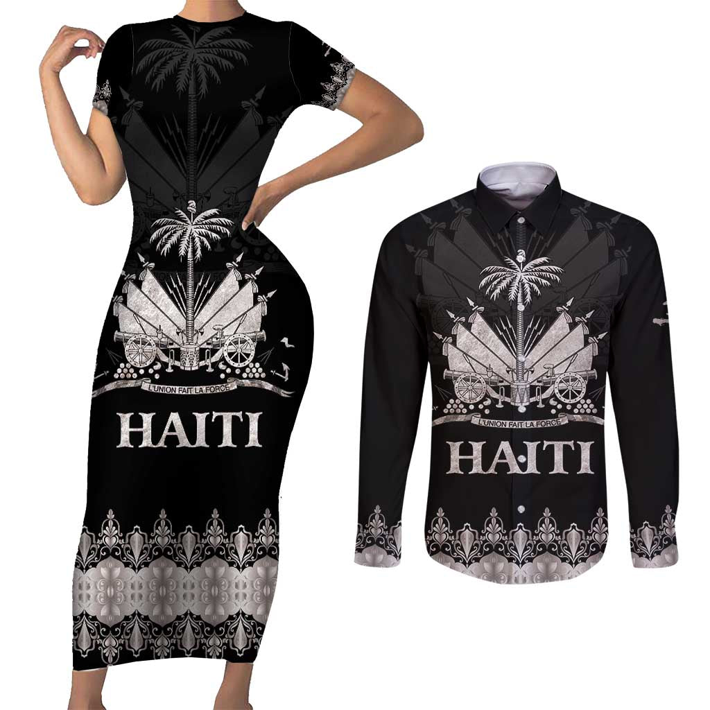 Haiti Neg Marron Silver Couples Matching Short Sleeve Bodycon Dress and Long Sleeve Button Shirt Hope is Nothing Without Action