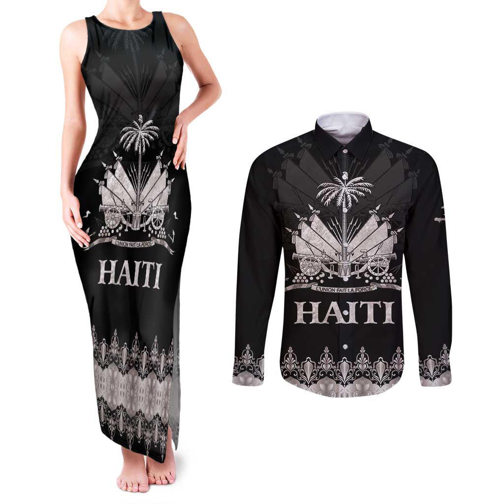 Haiti Neg Marron Silver Couples Matching Tank Maxi Dress and Long Sleeve Button Shirt Hope is Nothing Without Action