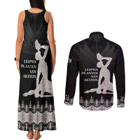 Haiti Neg Marron Silver Couples Matching Tank Maxi Dress and Long Sleeve Button Shirt Hope is Nothing Without Action