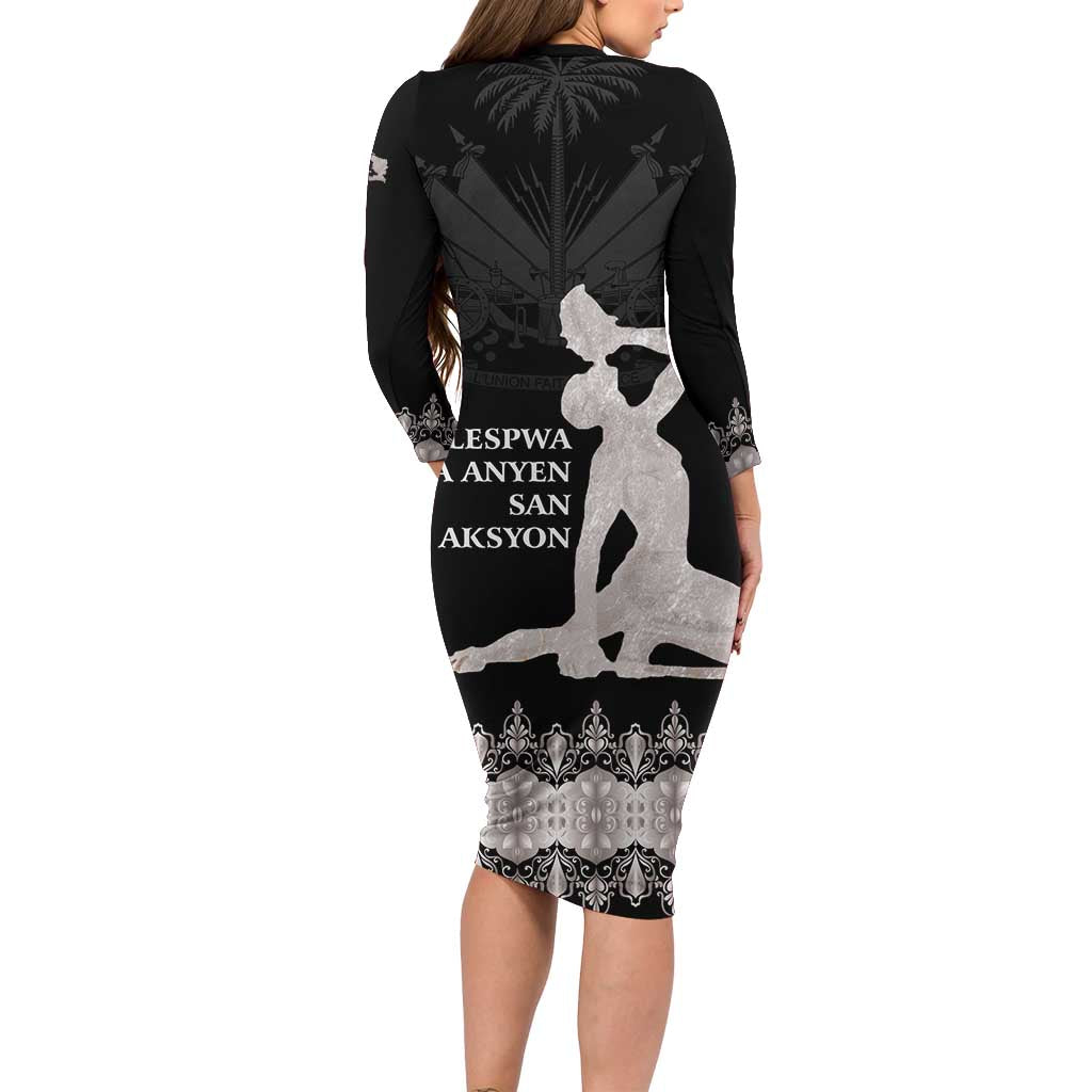Haiti Neg Marron Silver Family Matching Long Sleeve Bodycon Dress and Hawaiian Shirt Hope is Nothing Without Action