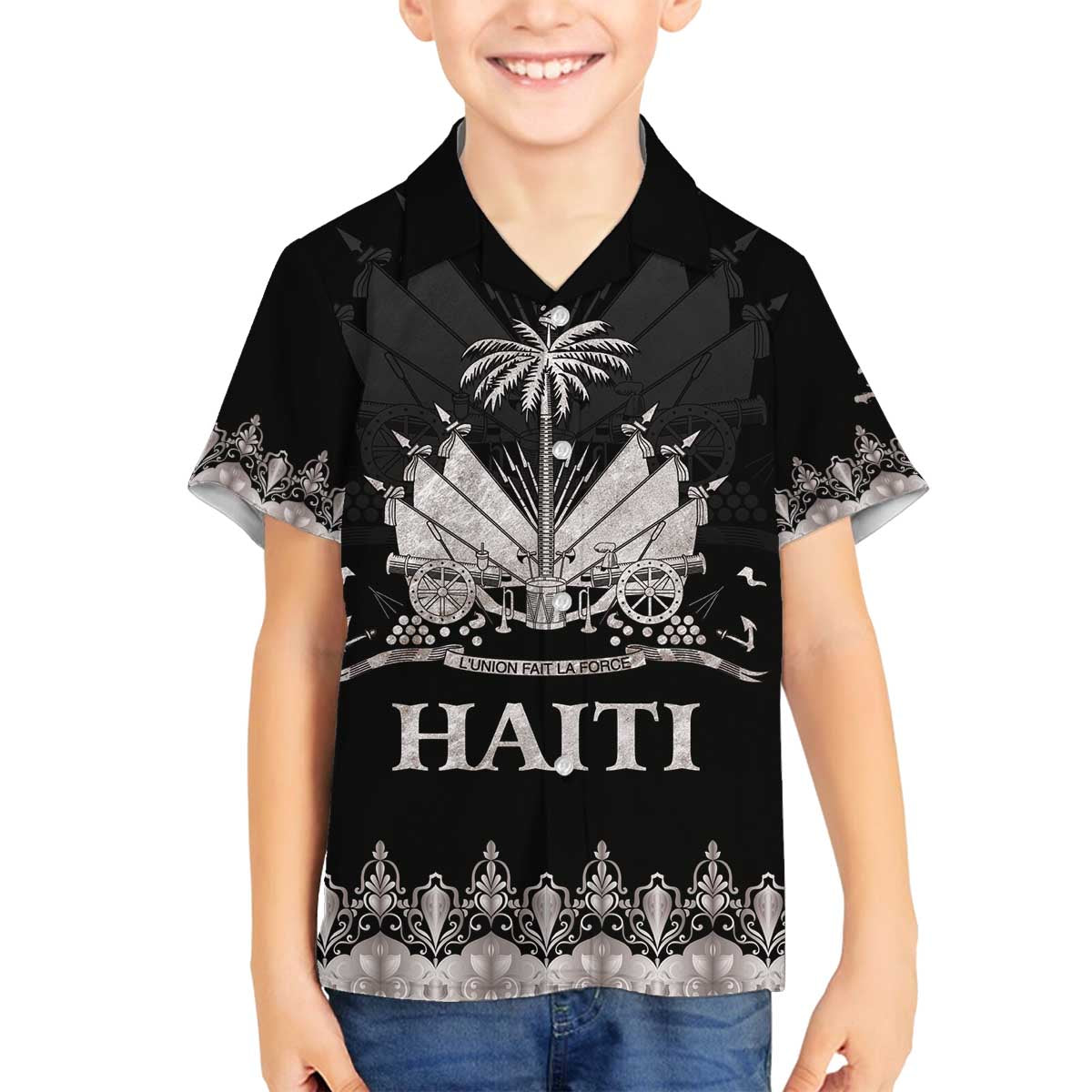 Haiti Neg Marron Silver Family Matching Off The Shoulder Long Sleeve Dress and Hawaiian Shirt Hope is Nothing Without Action