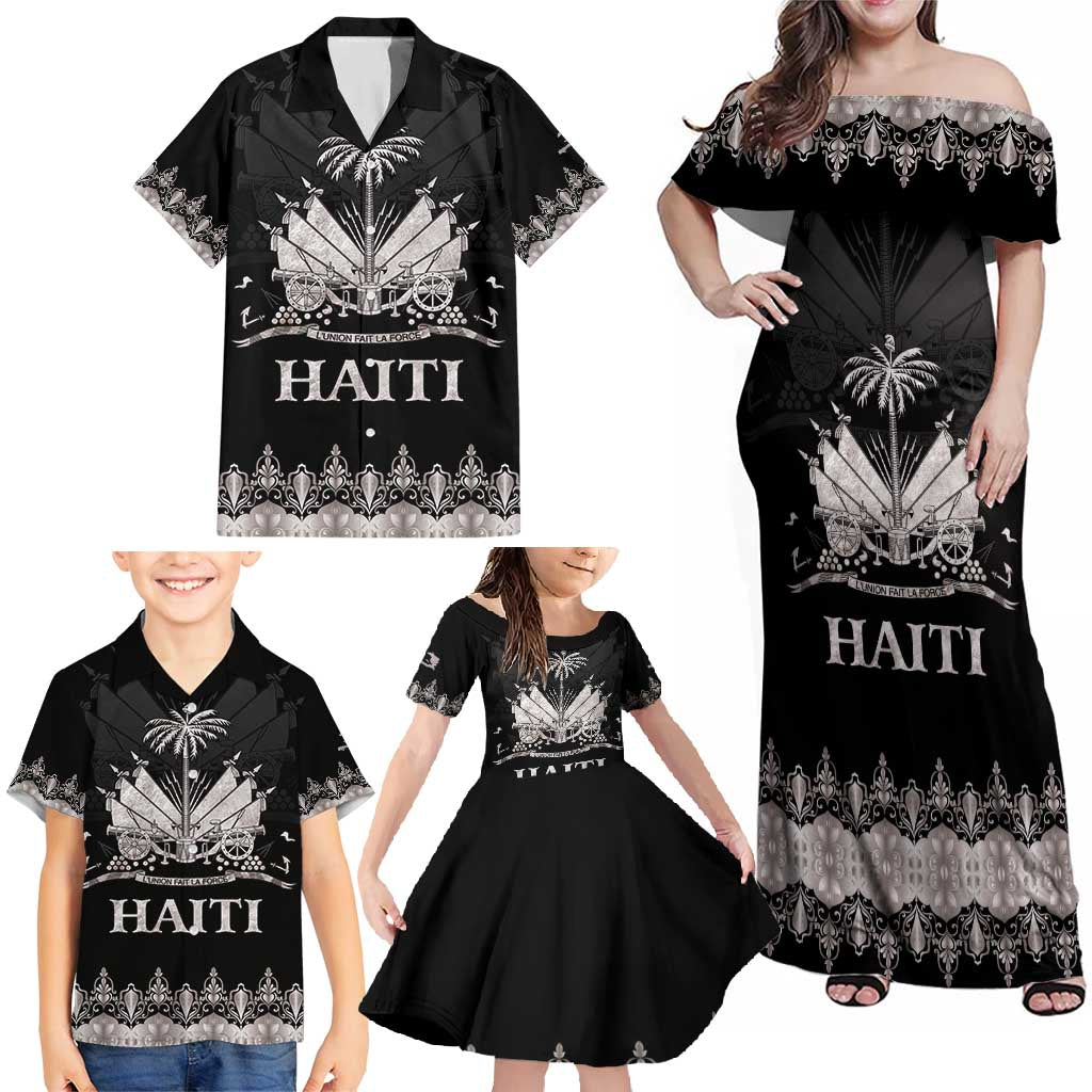 Haiti Neg Marron Silver Family Matching Off Shoulder Maxi Dress and Hawaiian Shirt Hope is Nothing Without Action LT01 - Polynesian Pride