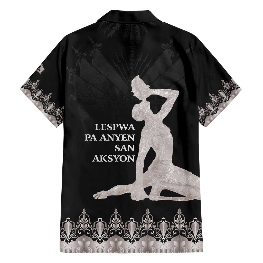 Haiti Neg Marron Silver Family Matching Off Shoulder Maxi Dress and Hawaiian Shirt Hope is Nothing Without Action LT01 - Polynesian Pride