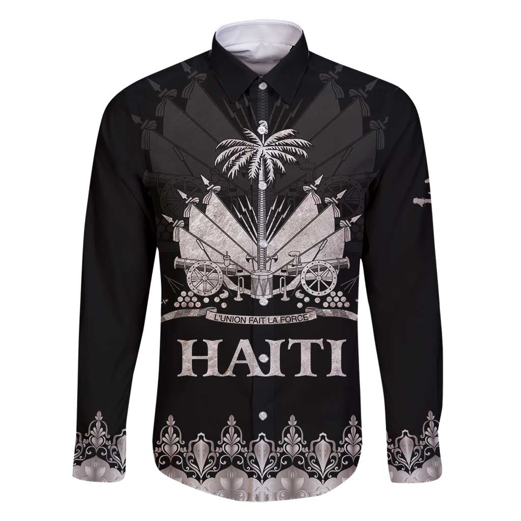 Haiti Neg Marron Silver Family Matching Off Shoulder Maxi Dress and Hawaiian Shirt Hope is Nothing Without Action LT01 Dad's Shirt - Long Sleeve Silver - Polynesian Pride