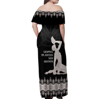 Haiti Neg Marron Silver Family Matching Off Shoulder Maxi Dress and Hawaiian Shirt Hope is Nothing Without Action LT01 - Polynesian Pride