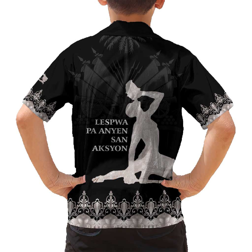 Haiti Neg Marron Silver Family Matching Off Shoulder Short Dress and Hawaiian Shirt Hope is Nothing Without Action LT01 - Polynesian Pride