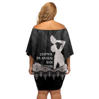 Haiti Neg Marron Silver Family Matching Off Shoulder Short Dress and Hawaiian Shirt Hope is Nothing Without Action LT01 - Polynesian Pride