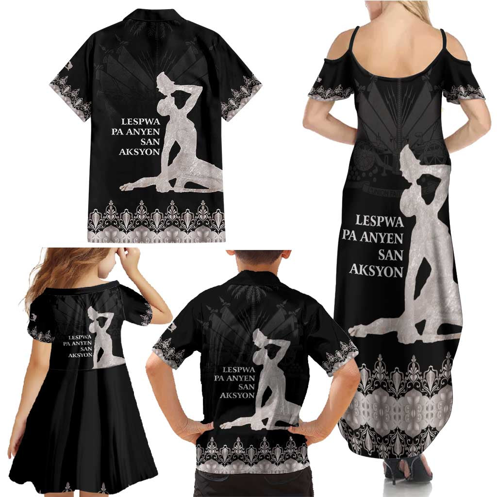 Haiti Neg Marron Silver Family Matching Summer Maxi Dress and Hawaiian Shirt Hope is Nothing Without Action LT01 - Polynesian Pride
