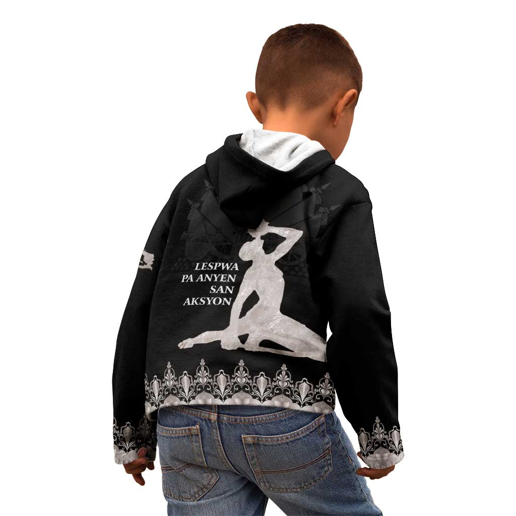 Haiti Neg Marron Silver Kid Hoodie Hope is Nothing Without Action
