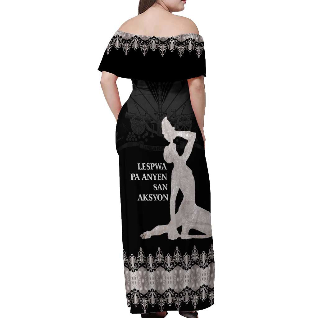 Haiti Neg Marron Silver Off Shoulder Maxi Dress Hope is Nothing Without Action LT01 - Polynesian Pride