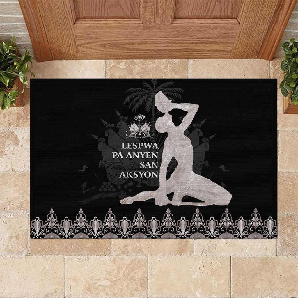 Haiti Neg Marron Silver Rubber Doormat Hope is Nothing Without Action