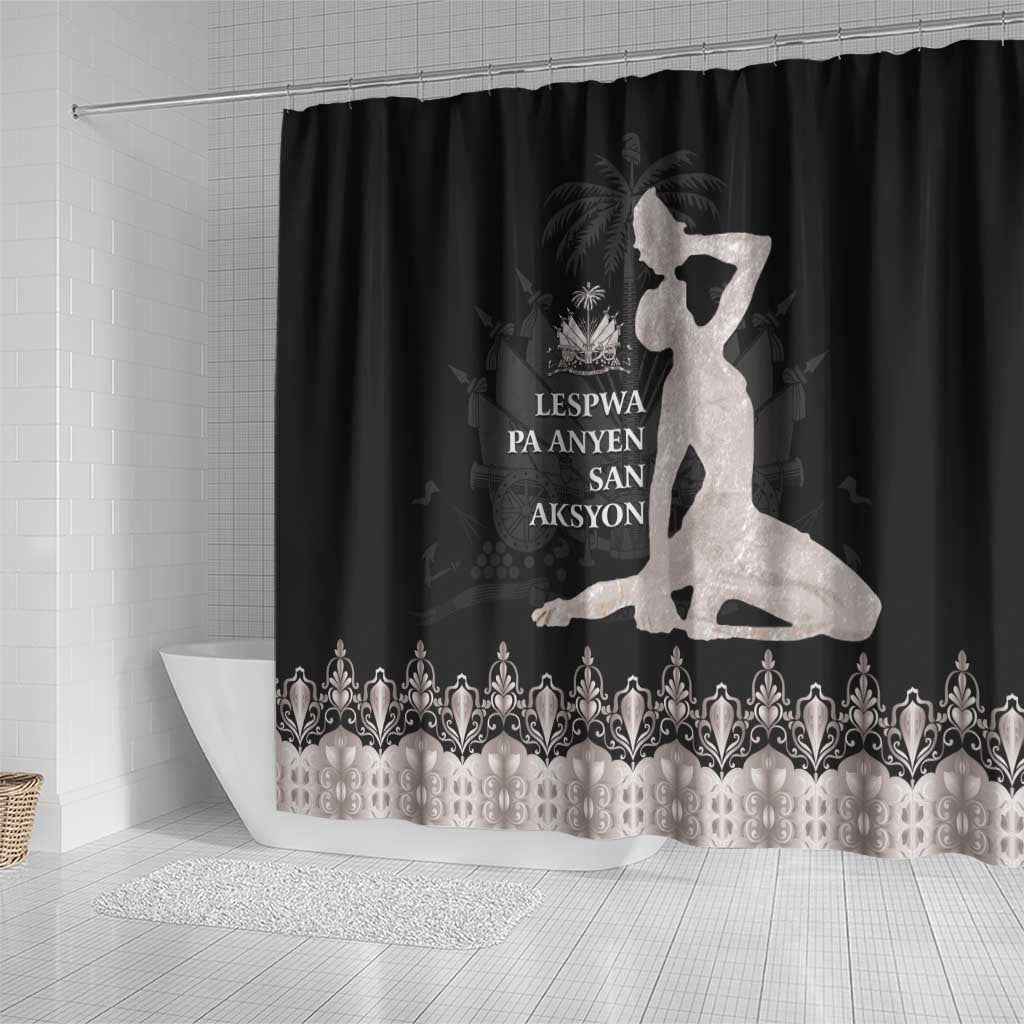 Haiti Neg Marron Silver Shower Curtain Hope is Nothing Without Action