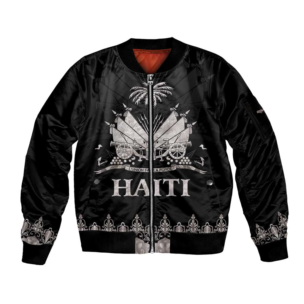 Haiti Neg Marron Silver Sleeve Zip Bomber Jacket Hope is Nothing Without Action