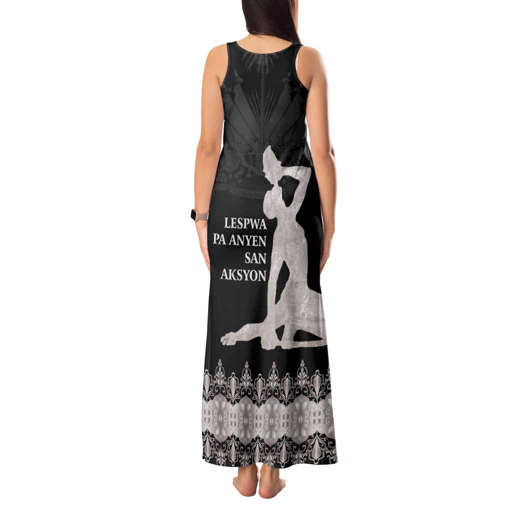 Haiti Neg Marron Silver Tank Maxi Dress Hope is Nothing Without Action