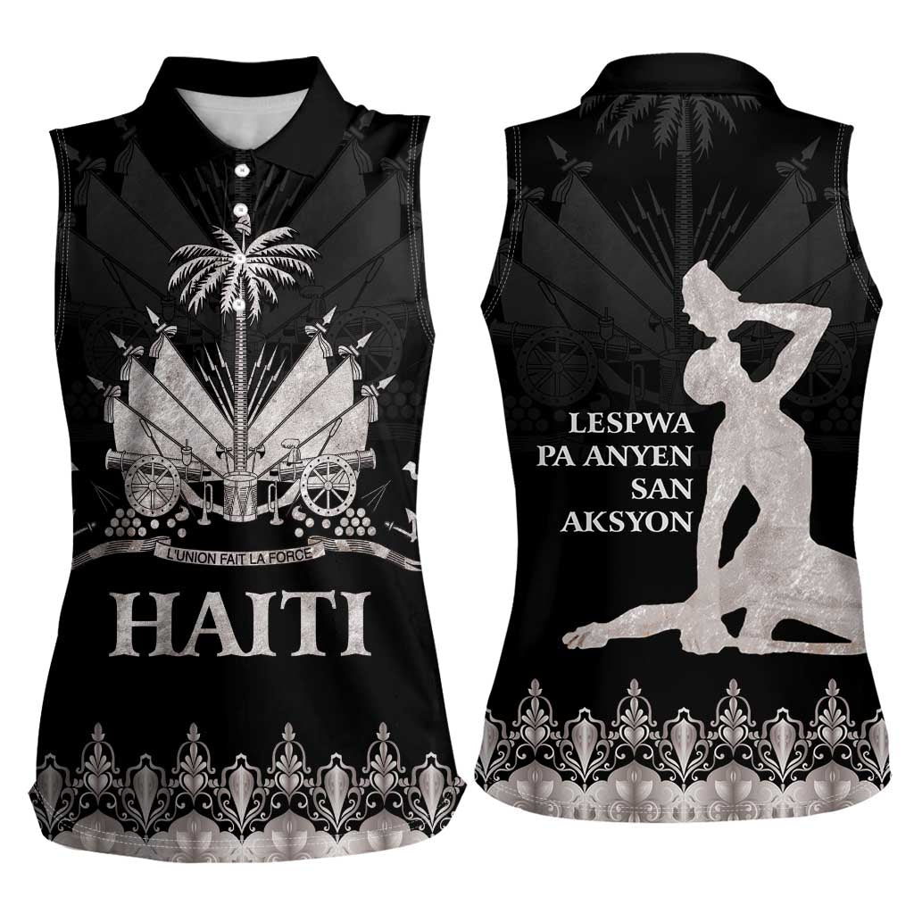 Haiti Neg Marron Silver Women Sleeveless Polo Shirt Hope is Nothing Without Action