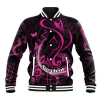 Personalised Survivor Melody Pink Baseball Jacket Breast Cancer Polynesian Pattern LT01 Unisex Pink - Polynesian Pride