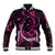 Personalised Survivor Melody Pink Baseball Jacket Breast Cancer Polynesian Pattern