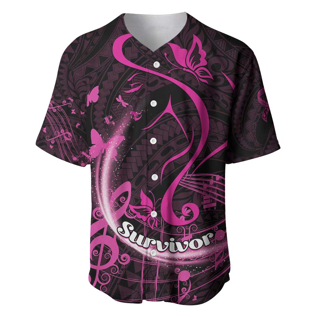 Personalised Survivor Melody Pink Baseball Jersey Breast Cancer Polynesian Pattern LT01 Pink - Polynesian Pride