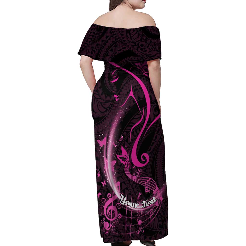 Personalised Survivor Melody Pink Family Matching Off Shoulder Maxi Dress and Hawaiian Shirt Breast Cancer Polynesian Pattern LT01 - Polynesian Pride
