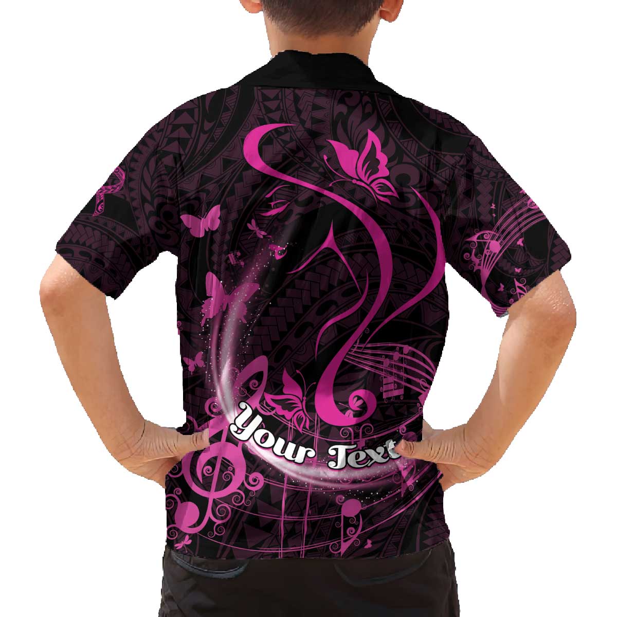 Personalised Survivor Melody Pink Family Matching Off Shoulder Short Dress and Hawaiian Shirt Breast Cancer Polynesian Pattern LT01 - Polynesian Pride