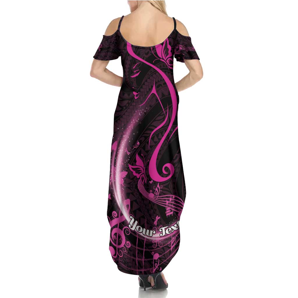 Personalised Survivor Melody Pink Family Matching Summer Maxi Dress and Hawaiian Shirt Breast Cancer Polynesian Pattern LT01 - Polynesian Pride
