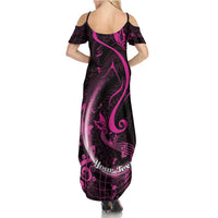 Personalised Survivor Melody Pink Family Matching Summer Maxi Dress and Hawaiian Shirt Breast Cancer Polynesian Pattern LT01 - Polynesian Pride