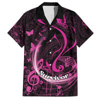Personalised Survivor Melody Pink Family Matching Tank Maxi Dress and Hawaiian Shirt Breast Cancer Polynesian Pattern LT01 Dad's Shirt - Short Sleeve Pink - Polynesian Pride
