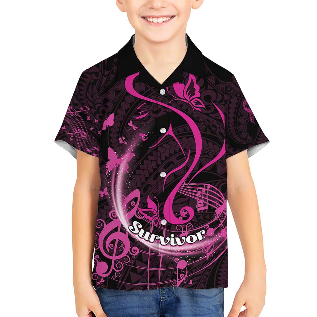 Personalised Survivor Melody Pink Kid Hawaiian Shirt Breast Cancer Polynesian Pattern LT01 Kid Pink - Polynesian Pride