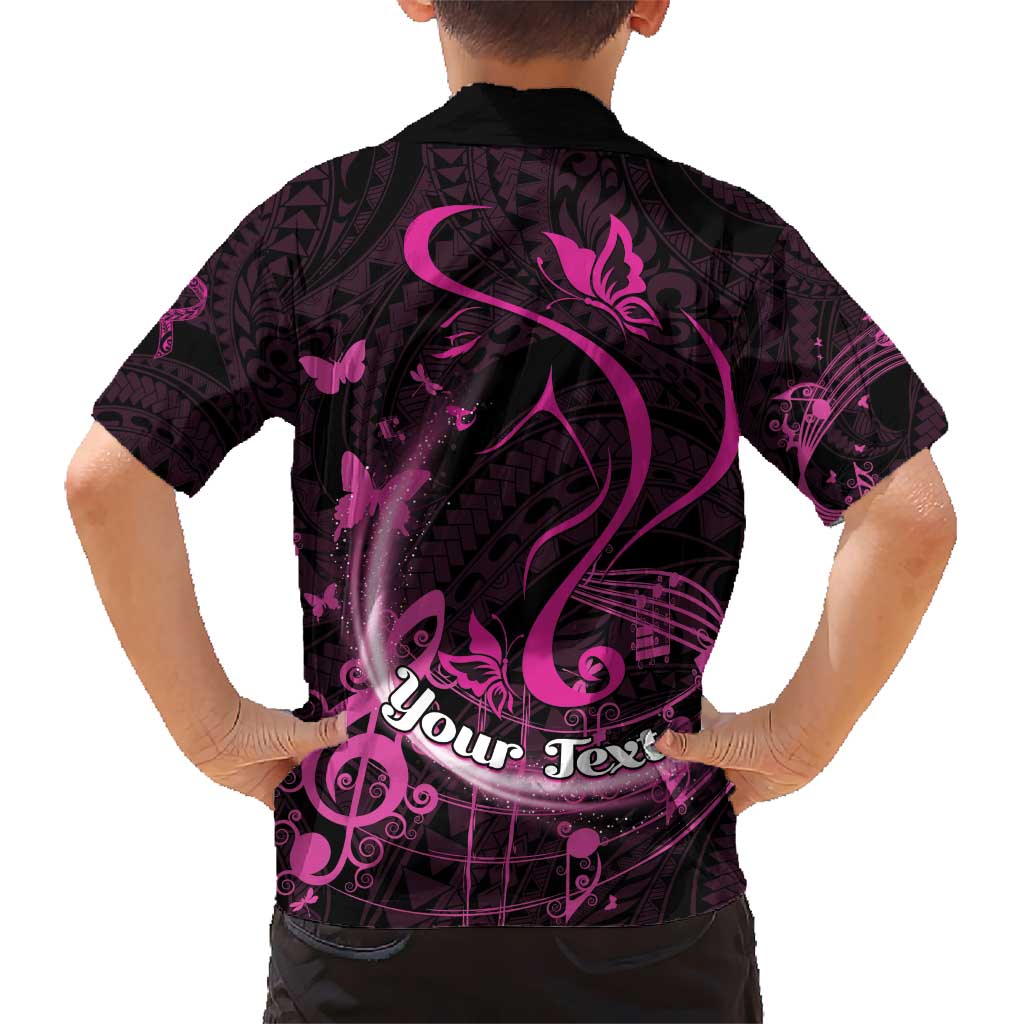 Personalised Survivor Melody Pink Kid Hawaiian Shirt Breast Cancer Polynesian Pattern