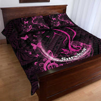Survivor Melody Pink Quilt Bed Set Breast Cancer Polynesian Pattern