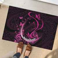 Survivor Melody Pink Rubber Doormat Breast Cancer Polynesian Pattern LT01 - Polynesian Pride