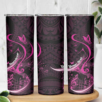 Personalised Survivor Melody Pink Skinny Tumbler Breast Cancer Polynesian Pattern