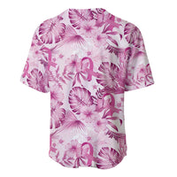 Pink Ribbon Hibiscus Tropical Pattern Baseball Jersey Breast Cancer LT01 - Polynesian Pride