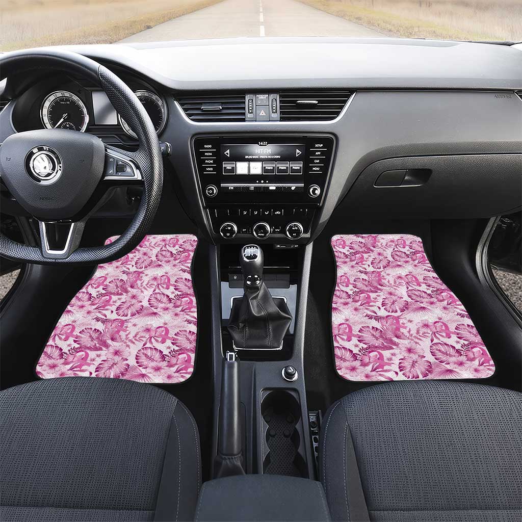 Pink Ribbon Hibiscus Tropical Pattern Car Mats Breast Cancer