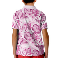 Pink Ribbon Hibiscus Tropical Pattern Kid Polo Shirt Breast Cancer LT01 - Polynesian Pride