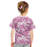Pink Ribbon Hibiscus Tropical Pattern Kid T Shirt Breast Cancer LT01 - Polynesian Pride