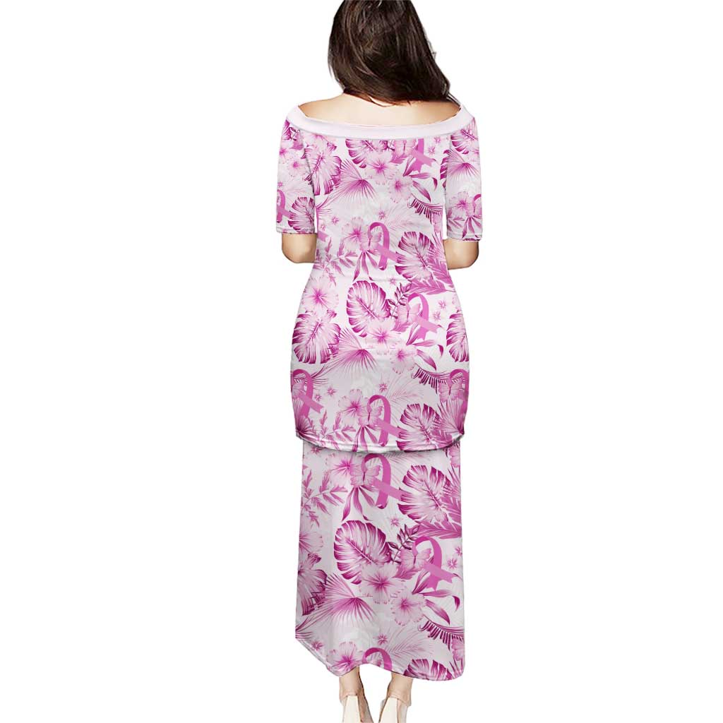 Pink Ribbon Hibiscus Tropical Pattern Puletasi Breast Cancer LT01 - Polynesian Pride