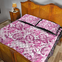 Pink Ribbon Hibiscus Tropical Pattern Quilt Bed Set Breast Cancer