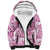 Pink Ribbon Hibiscus Tropical Pattern Sherpa Hoodie Breast Cancer