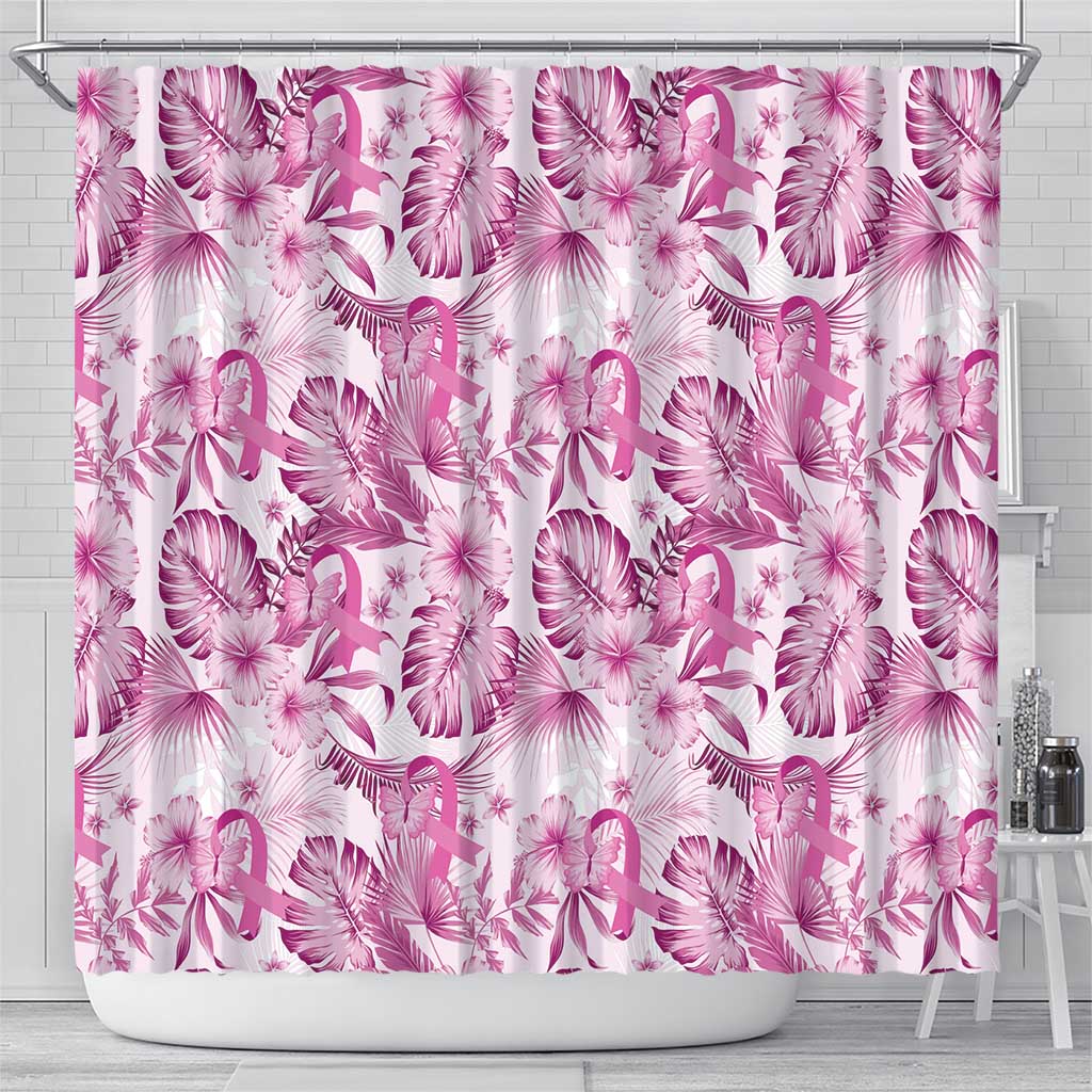 Pink Ribbon Hibiscus Tropical Pattern Shower Curtain Breast Cancer LT01 - Polynesian Pride
