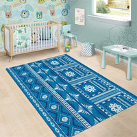 Fiji Masi All Blue Area Rug Tapa Pattern LT01 - Polynesian Pride