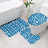 Fiji Masi All Blue Bathroom Set Tapa Pattern - Polynesian Pride