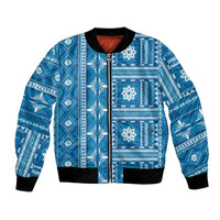Fiji Masi All Blue Bomber Jacket Tapa Pattern LT01 Unisex Blue - Polynesian Pride