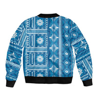 Fiji Masi All Blue Bomber Jacket Tapa Pattern LT01 - Polynesian Pride