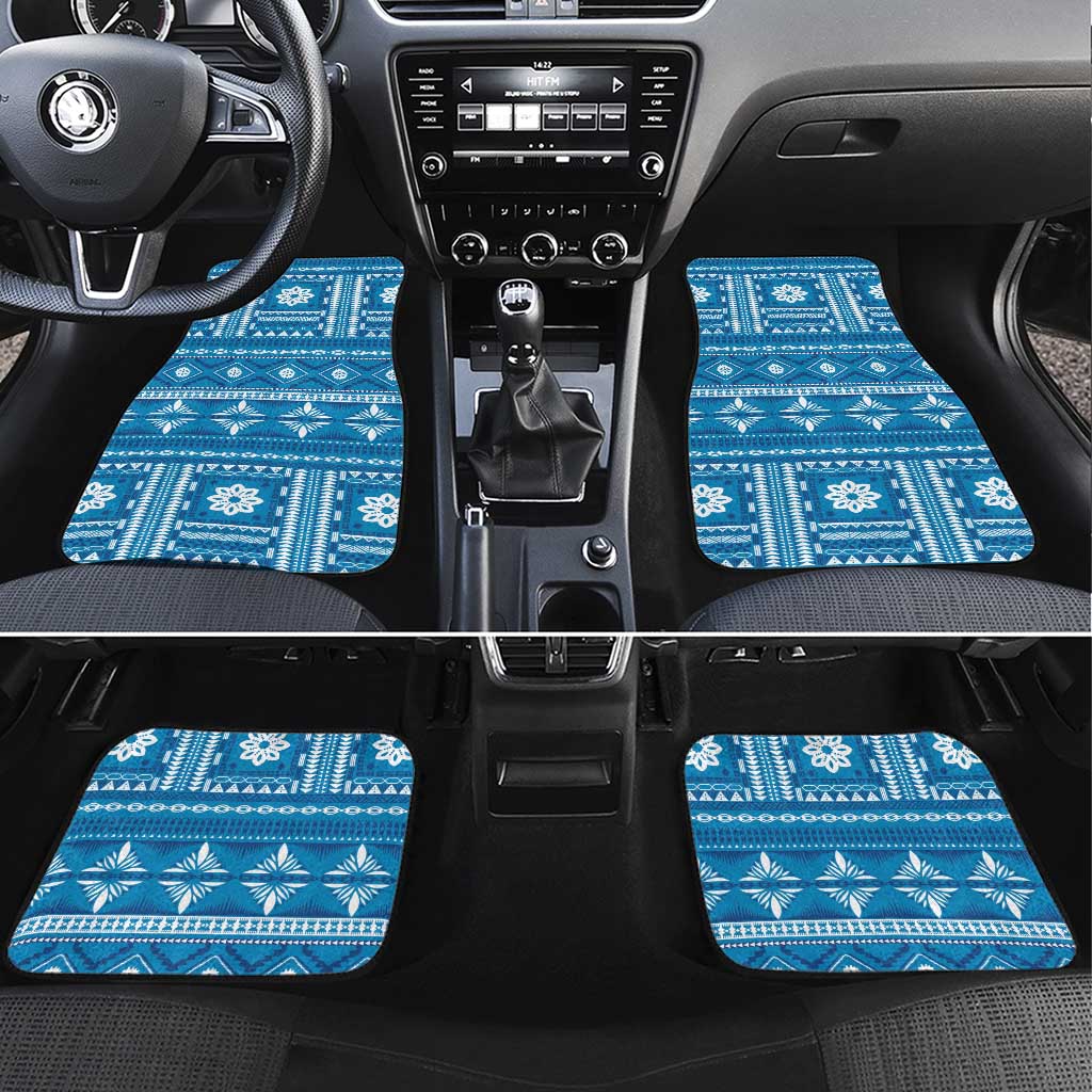 Fiji Masi All Blue Car Mats Tapa Pattern LT01 Set 4pcs Blue - Polynesian Pride
