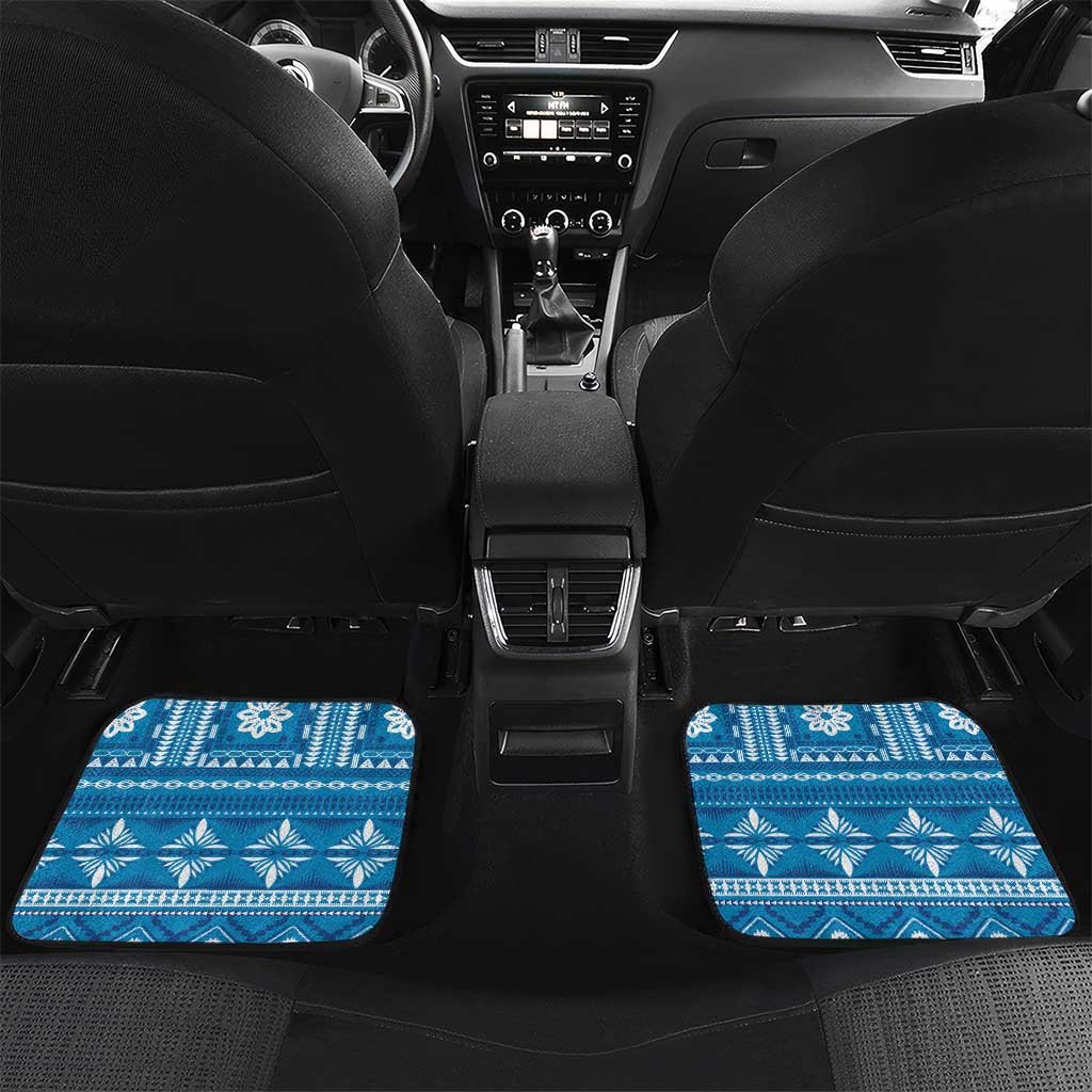 Fiji Masi All Blue Car Mats Tapa Pattern LT01 Set 2pcs - Back Blue - Polynesian Pride