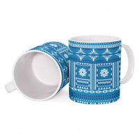 Fiji Masi All Blue Ceramic Mug Tapa Pattern - Polynesian Pride