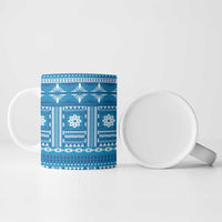 Fiji Masi All Blue Ceramic Mug Tapa Pattern - Polynesian Pride